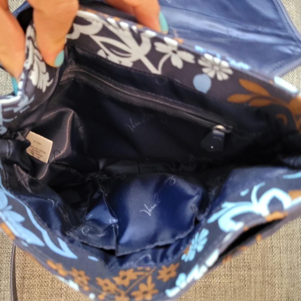 Vera Bradley Floral Blue and Brown Quilted Women's Saddle Crossbody Bag - Picture 12 of 12